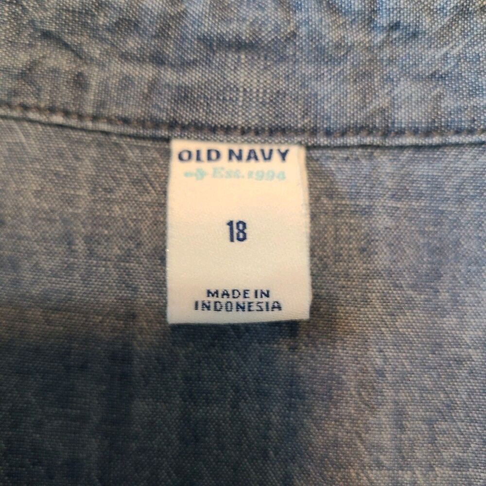 Old Navy Chambray Shirt Dress Blue Jean Pockets Sz 18 Boho Coastal Cowgirl - Picture 5 of 10